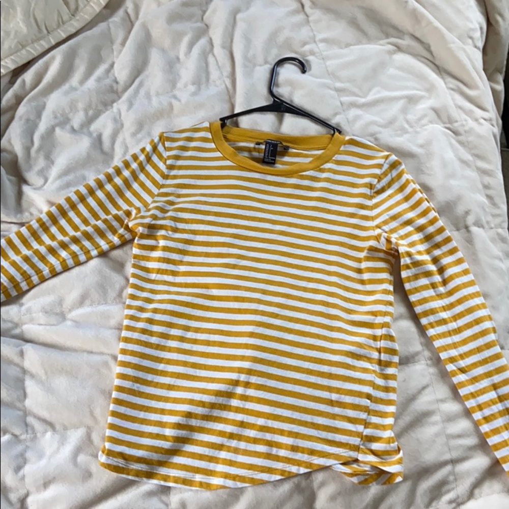 Yellow and white forever 21 long sleeve shirt